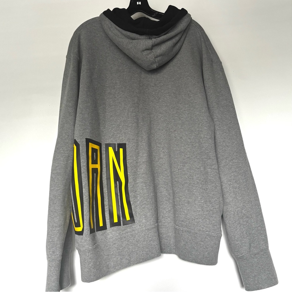 Nike Air Jordan DNA Fleece Gray L Hoodie Pullover Yellow JORDAN Logo Spell-Out